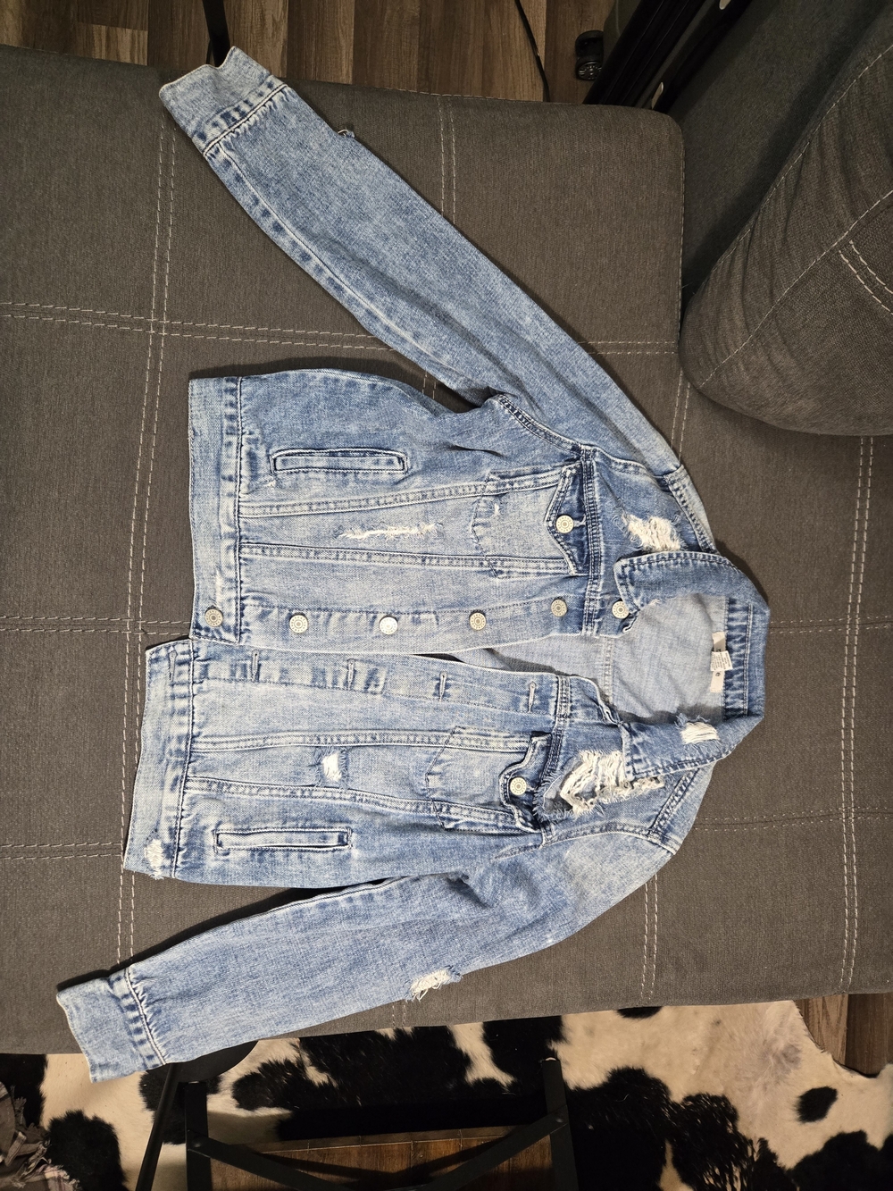 refuge Light Blue Distressed Denim Jacket